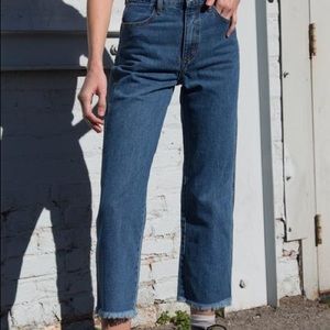 Brandy Melville dark wash raw edge straight jeans size 28